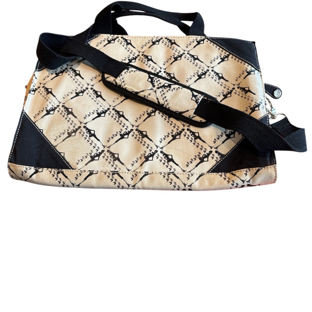 Izak Women's Beige & Black Tote Bag with Decorative Charm